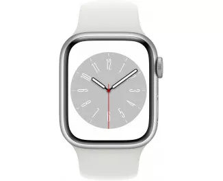 Смарт-годинник Apple Watch Series 8 GPS 45mm Silver Aluminum Case with White Sport Band - S/M (MP6P3)