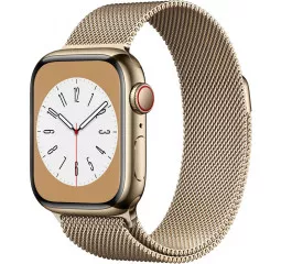 Смарт-часы Apple Watch Series 8 GPS + Cellular 41mm Gold Stainless Steel Case with Gold Milanese Loop (MNJE3/MNJF3)