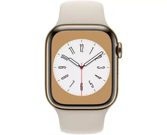 Смарт-годинник Apple Watch Series 8 GPS + Cellular 41mm Gold Stainless Steel Case with Starlight Sport Band (MNJC3)