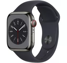 Смарт-часы Apple Watch Series 8 GPS + Cellular 41mm Graphite Stainless Steel Case with Midnight Sport Band (MNJJ3)