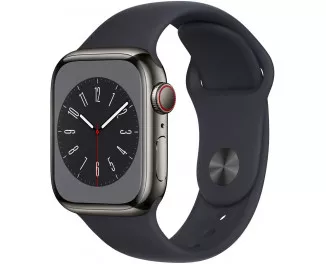 Смарт-годинник Apple Watch Series 8 GPS + Cellular 41mm Graphite Stainless Steel Case with Midnight Sport Band