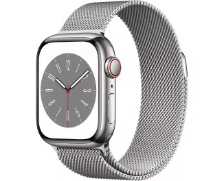 Смарт-часы Apple Watch Series 8 GPS + Cellular 41mm Silver Stainless Steel Case with Silver Milanese Loop (MNJ73, MNJ83, MNJ93)