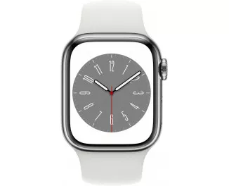 Смарт-годинник Apple Watch Series 8 GPS + Cellular 41mm Silver Stainless Steel Case with White Sport Band - S/M (MNV73, MNJ53)