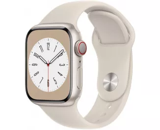 Смарт-часы Apple Watch Series 8 GPS + Cellular 41mm Starlight Aluminum Case with Starlight Sport Band - S/M (MNUX3)