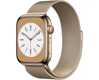 Смарт-часы Apple Watch Series 8 GPS + Cellular 45mm Gold Stainless Steel Case with Gold Milanese Loop (MNKP3/MNKQ3)