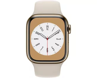 Смарт-годинник Apple Watch Series 8 GPS + Cellular 45mm Gold Stainless Steel Case with Starlight Sport Band (MNKM3)