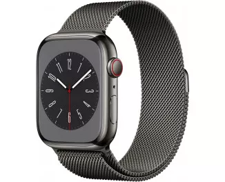 Смарт-годинник Apple Watch Series 8 GPS + Cellular 45mm Graphite Stainless Steel Case with Graphite Milanese Loop (MNKW3/MNKX3)