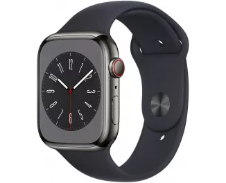 Смарт-часы Apple Watch Series 8 GPS + Cellular 45mm Graphite Stainless Steel Case with Midnight Sport Band (MNKU3)
