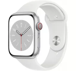 Смарт-часы Apple Watch Series 8 GPS + Cellular 45mm Silver Aluminum Case with White Sport Band (MP4J3)