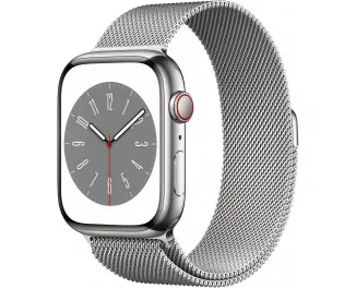 Смарт-часы Apple Watch Series 8 GPS + Cellular 45mm Silver Stainless Steel Case with Silver Milanese Loop (MNKG3/MNKJ3)