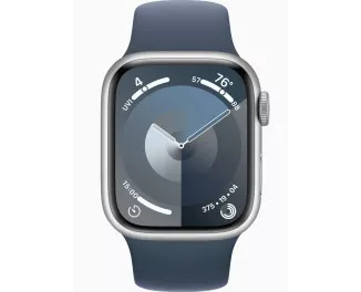 Смарт-годинник Apple Watch Series 9 GPS 45mm Silver Aluminum Case with Storm Blue Sport Band - S/M (MR9D3)
