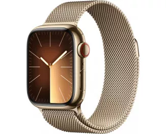 Смарт-годинник Apple Watch Series 9 GPS + Cellular 41mm Gold Stainless Steel Case with Gold Milanese Loop (MRJ73)