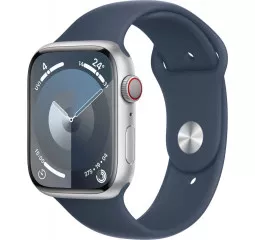 Смарт-годинник Apple Watch Series 9 GPS + Cellular 41mm Silver Aluminum Case with Storm Blue Sport Band - S/M (MRHV3)