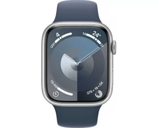 Смарт-годинник Apple Watch Series 9 GPS + Cellular 41mm Silver Aluminum Case with Storm Blue Sport Band - S/M (MRHV3)