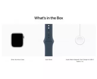 Смарт-годинник Apple Watch Series 9 GPS + Cellular 41mm Silver Aluminum Case with Storm Blue Sport Band - S/M (MRHV3)