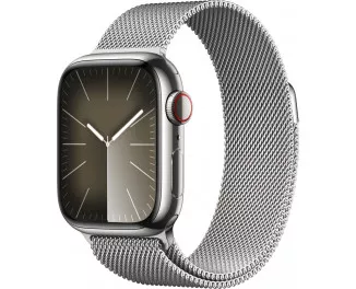 Смарт-часы Apple Watch Series 9 GPS + Cellular 41mm Silver Stainless Steel Case with Silver Milanese Loop (MRJ43)