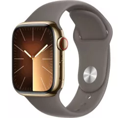 Смарт-часы Apple Watch Series 9 GPS + Cellular 45mm Gold Stainless Steel Case with Clay Sport Band - S/M (MRMR3)