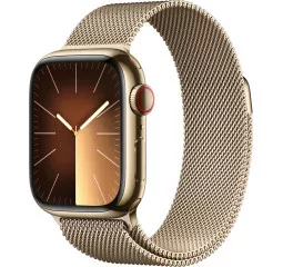 Смарт-годинник Apple Watch Series 9 GPS + Cellular 45mm Gold Stainless Steel Case with Gold Milanese Loop (MRMU3)