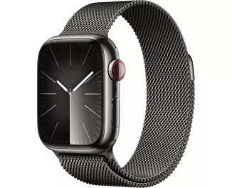 Смарт-годинник Apple Watch Series 9 GPS + Cellular 45mm Graphite Stainless Steel Case with Graphite Milanese Loop (MRMX3)