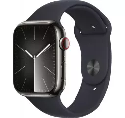 Смарт-часы Apple Watch Series 9 GPS + Cellular 45mm Graphite Stainless Steel Case with Midnight Sport Band - M/L (MRMW3)