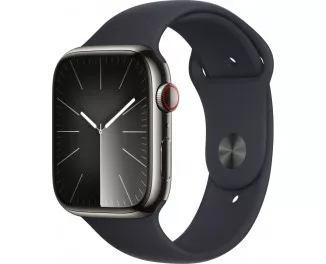 Смарт-часы Apple Watch Series 9 GPS + Cellular 45mm Graphite Stainless Steel Case with Midnight Sport Band - M/L (MRMW3)