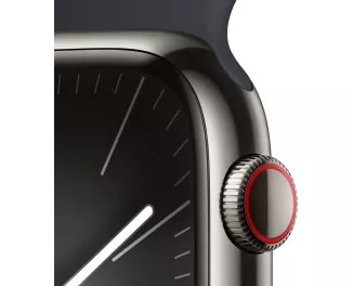 Смарт-годинник Apple Watch Series 9 GPS + Cellular 45mm Graphite Stainless Steel Case with Midnight Sport Band - M/L (MRMW3)