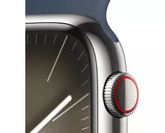 Смарт-годинник Apple Watch Series 9 GPS + Cellular 45mm Silver Stainless Steel Case with Storm Blue Sport Band - M/L (MRMP3)