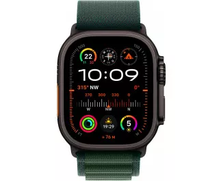 Смарт-часы Apple Watch Ultra 2 2024 GPS + Cellular 49mm Black Titanium Case with Dark Green Alpine Loop - Medium (MX4R3)