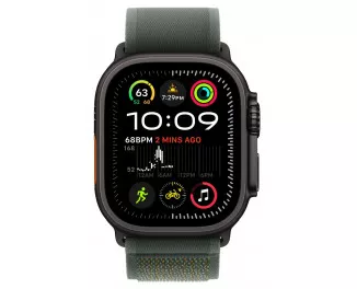 Смарт-часы Apple Watch Ultra 2 2024 GPS + Cellular 49mm Black Titanium Case with Green Trail Loop - S/M (MYTJ3+MYQ33)