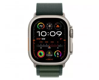 Смарт-часы Apple Watch Ultra 2 2024 GPS + Cellular 49mm Natural Titanium Case with Dark Green Alpine Loop - Medium (MYT33+MXMV3)