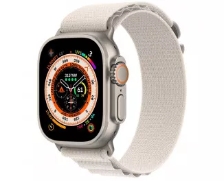 Смарт-часы Apple Watch Ultra GPS + Cellular 49mm Titanium Case with Starlight Alpine Loop - Medium (MQF03/MQFR3)