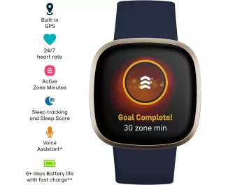 Смарт-часы Fitbit Versa 3 Midnight/Soft Gold Aluminum (FB511GLNV)