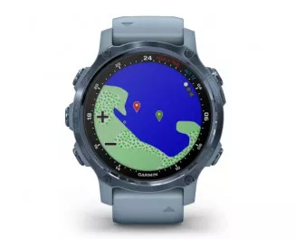 Смарт-часы GARMIN Descent Mk2S Mineral Blue with Sea Foam Silicone Band (010-02403-07)