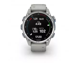 Смарт-часы GARMIN Descent Mk3 43 mm Stainless Steel with Fog Gray Silicone Band (010-02753-03/04)