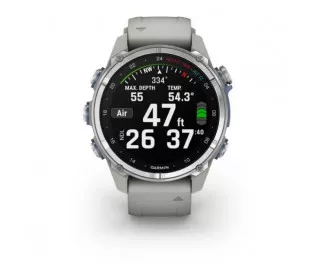 Смарт-часы GARMIN Descent Mk3 43 mm Stainless Steel with Fog Gray Silicone Band (010-02753-03/04)