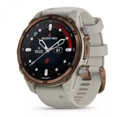 Смарт-часы GARMIN Descent Mk3i – 43 mm Bronze PVD Titanium with French Gray Silicone Band (010-02753-13/14)