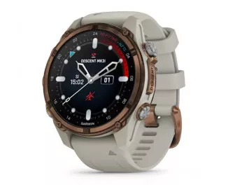 Смарт-часы GARMIN Descent Mk3i – 43 mm Bronze PVD Titanium with French Gray Silicone Band (010-02753-13/14)