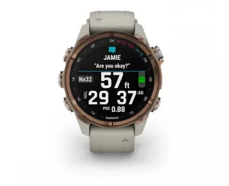 Смарт-годинник GARMIN Descent Mk3i – 43 mm Bronze PVD Titanium with French Gray Silicone Band (010-02753-13/14)