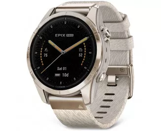 Смарт-часы GARMIN Epix Pro (Gen 2) Sapphire 42mm Soft Gold w. Cream H. Nylon Band (010-02802-20)