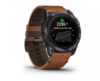 Смарт-часы GARMIN Epix Pro (Gen 2) Sapphire 51mm Carbon Grey DLC Titanium with Chestnut Leather Band (010-02804-30/31)