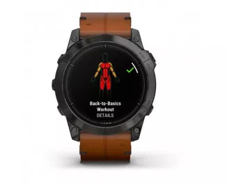 Смарт-часы GARMIN Epix Pro (Gen 2) Sapphire 51mm Carbon Grey DLC Titanium with Chestnut Leather Band (010-02804-30/31)
