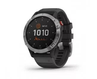 Смарт-часы GARMIN Fenix 6 Solar Silver with black band (010-02410-00)