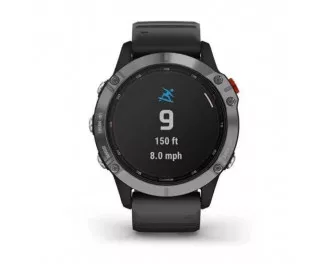 Смарт-годинник GARMIN Fenix 6 Solar Silver with black band (010-02410-00)