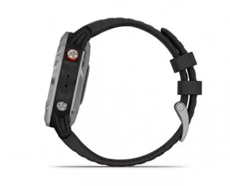 Смарт-годинник GARMIN Fenix 6 Solar Silver with black band (010-02410-00)