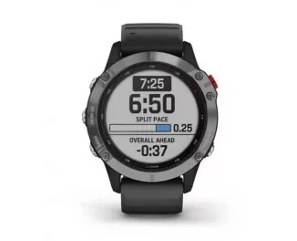 Смарт-годинник GARMIN Fenix 6 Solar Silver with black band (010-02410-00)