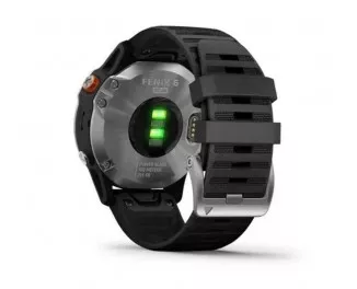 Смарт-годинник GARMIN Fenix 6 Solar Silver with black band (010-02410-00)