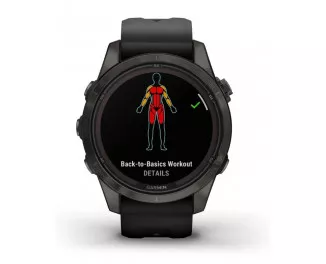 Смарт-часы GARMIN Fenix 7S Pro Sapphire Solar Carbon Gray Titanium with Black Silicone (010-02776-54)