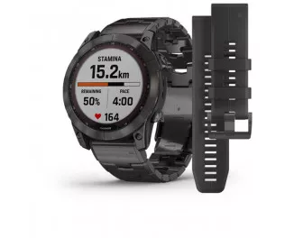 Смарт-часы GARMIN Fenix 7X Sapphire Solar Carbon Grey DLC Titanium with Carbon Grey DLC Vented Titanium Band (010-02541-27)