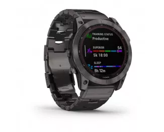Смарт-годинник GARMIN Fenix 7X Sapphire Solar Carbon Grey DLC Titanium with Carbon Grey DLC Vented Titanium Band (010-02541-27)