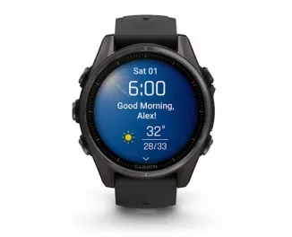 Смарт-часы GARMIN Fenix 8 43mm AMOLED Sapphire Carbon Gray DLC Tit. w. Black/Pebble Gray S. Band (010-02903-20/21)